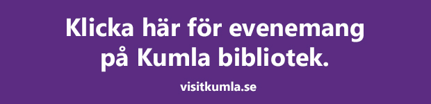 En lila ruta som länkar till Kumla biblioteks evenemang på visitkumla.se