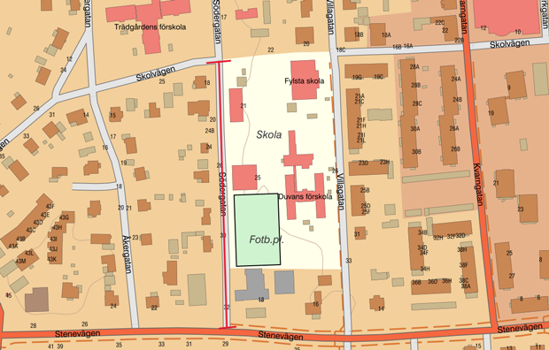 En kartbild som visar vilken gata som kommer att vara avständ