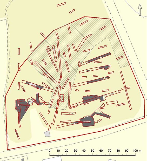 karta som visar utgrävningar i Ekeby